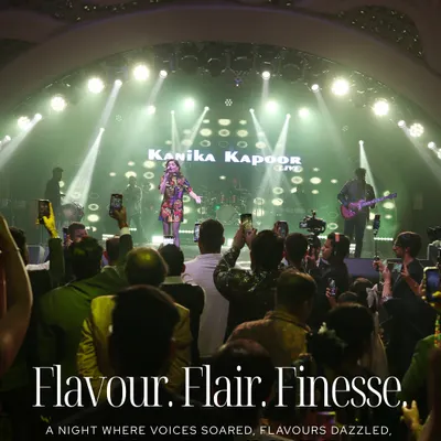 Flavour. Flair. Finesse. A night where voices soared, flavours dazzled, and elegance took center stage with a performance by Kanika Kapoor. We are proud to cater for events that feature India's top artists.