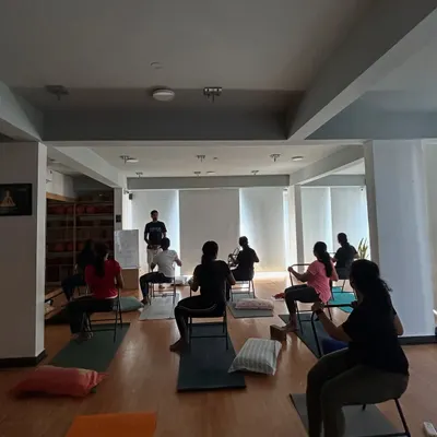 An instructor leads our workshop on managing PCOD/PCOS through yoga. We focus on asanas and pranayama to support hormonal balance.