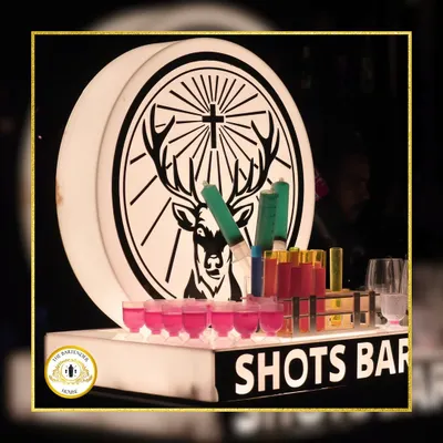 Our custom 'Shots Bar' display, ready to get the party going. Here we have our signature syringe shots lined up, creating a visual spectacle that draws guests in.