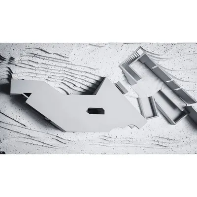 A detailed study model of a hillside project, showing the structure's relationship with the terraced landscape. The model allows us to explore how the building is cut into the ground and how spaces flow from one level to another.