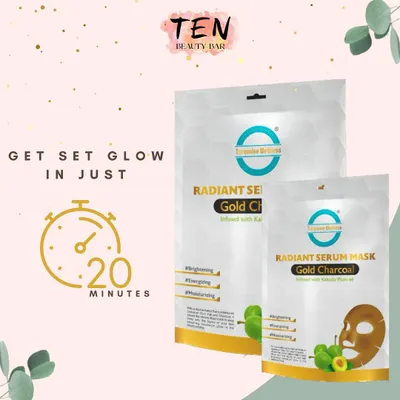 Need a quick glow-up? My Radiant Serum Mask with Gold Charcoal gives you brighter, energized, and moisturized skin in just 20 minutes. It's the perfect fix before an event or whenever you need a boost.