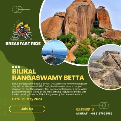 An example of one of our popular breakfast rides. We regularly organize trips to scenic locations like Bilikal Rangaswamy Betta for a morning of riding and community.