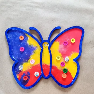 A sweet toddler came to the studio to make this colorful butterfly as a special gift for her aunt.