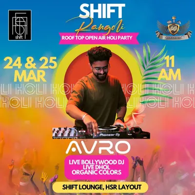 My poster for the Rangoli Shift Holi Party. I am a regular feature at major Holi events, providing the perfect Bollywood soundtrack for the festival of colors.