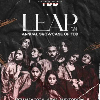 The official poster for LEAP '24. This event is the culmination of our stage program, a platform for our dancers to showcase their talent at a professional venue like the Arya Auditorium.
