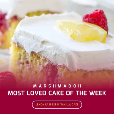 Our most loved cake of the week: the Lemon Raspberry Vanilla cake. It has a zesty lemon sponge, a tangy raspberry ribbon, and is topped with silky vanilla buttercream.