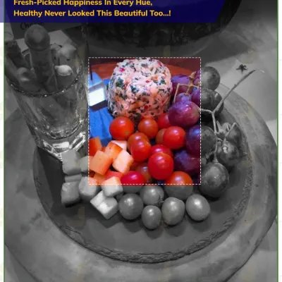 Fresh-picked happiness in every hue. A colorful fruit and cheese platter, artistically presented to show that healthy never looked this beautiful.