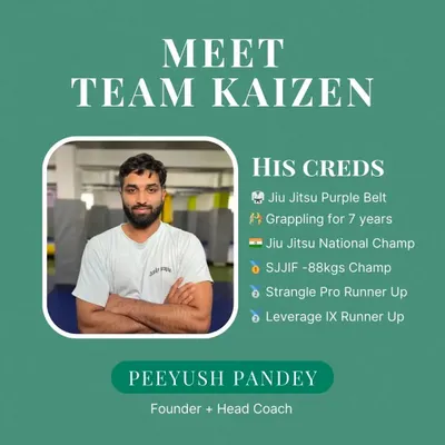 Meet me, Peeyush Pandey, founder and head coach at Kaizen MMA. As a Jiu-Jitsu national champion and purple belt with 7 years of experience, my goal is to bring the highest quality of MMA training to India.
