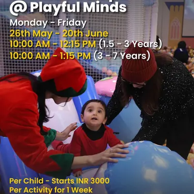 An announcement for the Summer Camp at Playful Minds in Gurugram. I find great camps with activities structured for different age groups, from toddlers to older kids.