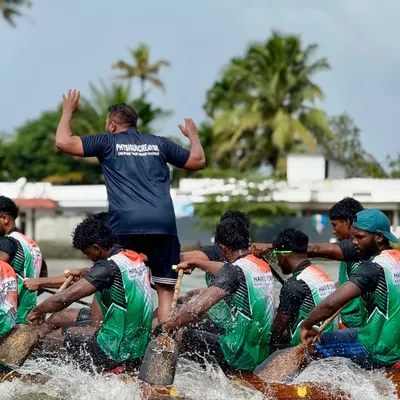 Coaching the UBC Kainakary team from the boat, providing immediate feedback on their rowing technique and power application. Effective sports conditioning requires being in the environment where the sport is played.