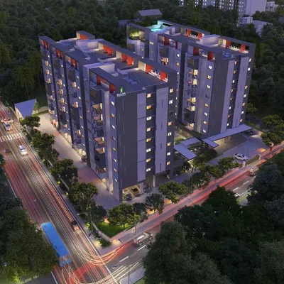 This aerial visualization of the Shilpa Ratna apartment complex shows my vision for creating a self-contained community. The towers are positioned to maximize views and natural light, while the central landscaped areas are designed to be the heart of the project, fostering connection and belonging among residents.