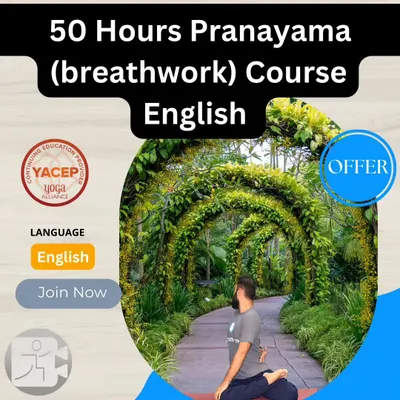 50-Hour English Pranayama Course: Dive deep into the science of breath with our comprehensive 50-hour course. Certified by the Yoga Alliance, this program is designed to give you a profound understanding of breathwork for holistic healing.