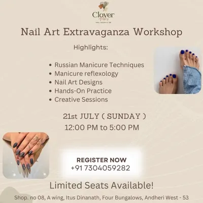 All the details for my upcoming Nail Art Extravaganza Workshop. This 5-hour session covers everything from Russian manicure basics to hands-on design practice and even includes relaxing manicure reflexology techniques. Register now for a day of pampering and learning.