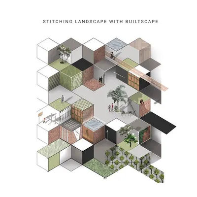 This conceptual diagram for the Kolgaon Masterplan illustrates our "three-dimensional patchwork" approach. It shows how we weave together private homes, gardens, and shared public spaces into a modular, interconnected community fabric.
