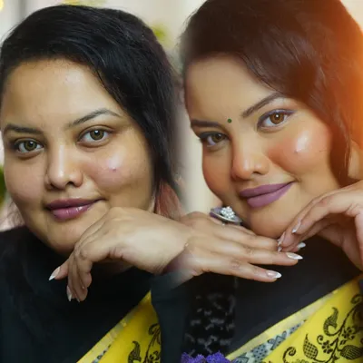 A simple before-and-after showing the transition from an everyday look to a soft glam look. In my classes, you'll learn how to master skin prep, shade selection, and product knowledge to achieve this yourself.