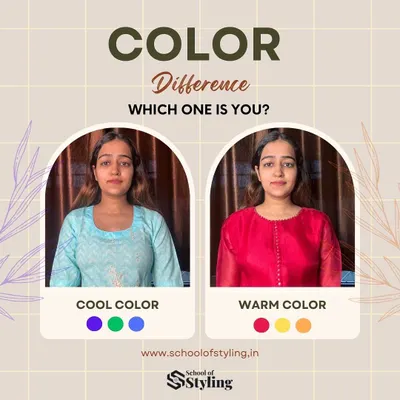 Have you ever noticed how different colors can change your entire appearance? This is a side by side comparison showing the difference between a cool and a warm color on the same person. Let's find the shades that make you glow.
