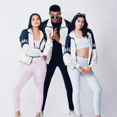 A fun group shot for an athleisure brand, inspired by 90s Bollywood. This kind of creative direction helps a brand build a unique and memorable identity.