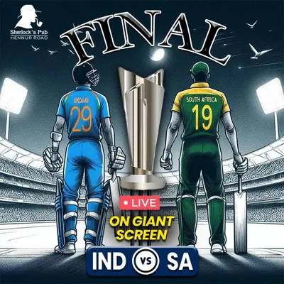 The T20 World Cup Final on the giant screen. I bring the stadium experience to you, with electrifying vibes and cheering fans.