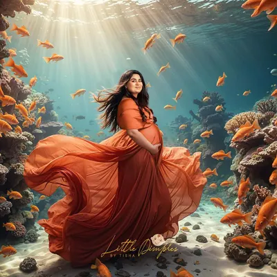 How amazing is this underwater edit? I love creating these fantasy portraits for my clients, turning a beautiful maternity photo into a magical piece of art.