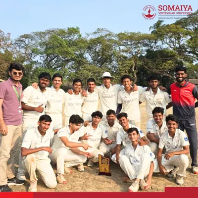Our K. J. Somaiya Polytechnic Cricket Team celebrates retaining their championship crown at the IEDSSA Zonal Cricket Competition. This victory highlights our consistent dominance in the tournament.