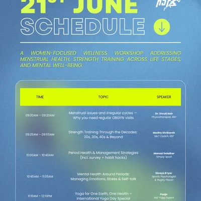This is the schedule for our "StrongHER" workshop, a women-focused event addressing menstrual health, strength training across life stages, and mental well-being. It demonstrates our commitment to providing specialized, expert-led education for all members of our community.