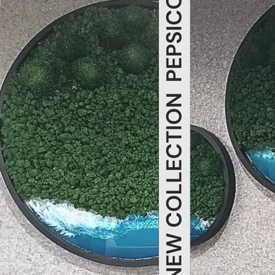 I was thrilled to create a Resin Ocean Collection for the PepsiCo building in Hyderabad. This project included six large-scale ocean artworks with moss detailing, bringing the tranquility of nature into a corporate space.