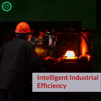An image of a worker in a high heat industrial environment, highlighting the need for intelligent industrial efficiency. As industries ramp up production, smart cost reduction and efficiency become critical priorities.