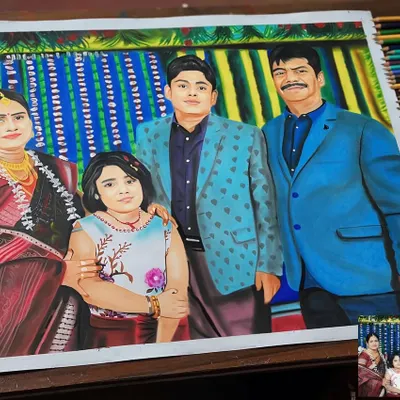 This large A1 size family portrait is bursting with color. I carefully drew each family member to capture their individual personalities while creating a harmonious group picture.