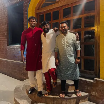 My team and I after wrapping up a sangeet choreography project. I couldn't do it without these talented guys.