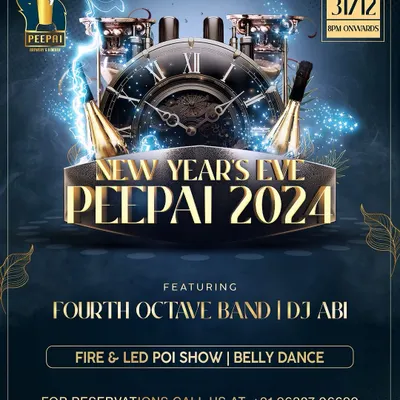 Poster for a New Year's Eve 2024 event at Peepai Brewery, where I performed alongside a live band. I am experienced in hybrid events that combine live and DJ music.