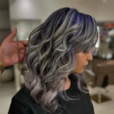 Serving this winter frost look with cool ash and purple tones. This required bleach to get that icy vibe, but the result is so worth it. (No filter)
