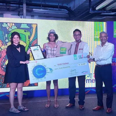 A proud moment. I was felicitated by Mumbai Metro after winning second prize in their art competition. My artwork will now be featured on a train and station, and I'll be painting an entire station soon.