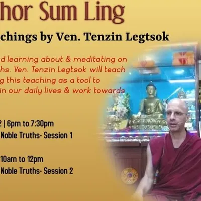We are privileged to have senior teachers like Venerable Tenzin Legtsok guide our studies. Here he is pictured at our center, ready to share his deep knowledge of Buddhist philosophy.