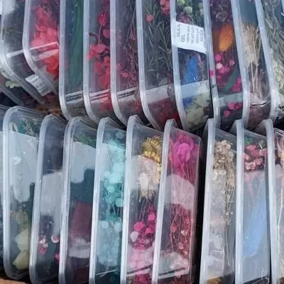 I stock a variety of dried and preserved flowers in convenient boxes. These are perfect for adding a natural, botanical touch to your resin art, candles, and soaps.