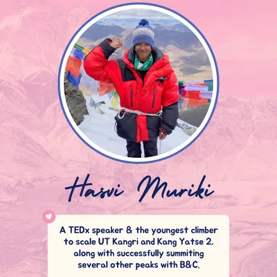 Meet Hasvi Muriki, a TEDx speaker and the youngest climber to scale UT Kangri and Kang Yatse 2 with us. She is one of the many young women proving that age and gender are no barriers in the mountains.
