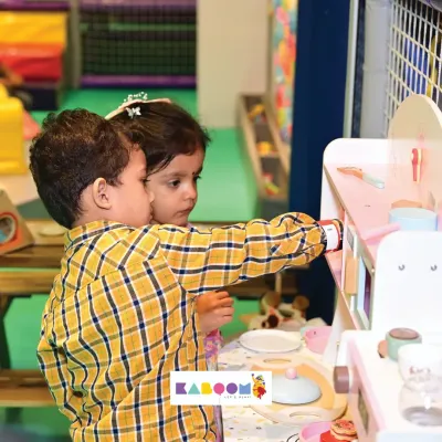 Little chefs at work! Our mini-kitchen is perfect for imaginative play, where kids can cook up their own fun stories.