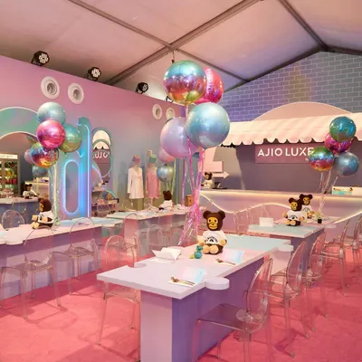 For the Ajio Luxe Weekend, we designed and operated the entire Ajio Luxe Café. The space was a playful, pastel dreamscape, complete with custom furniture and whimsical decor that set the stage for a fashion-forward menu.