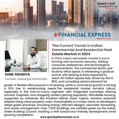Our founder, Sunil Sisodiya, shares his analysis on 2024 real estate trends in the Financial Express. We discuss the transformation in commercial and residential markets, including the rise of sustainable development.