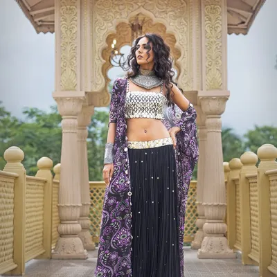 A stunning outdoor shot for designer Sajeda Lehry, using architectural elements to frame the model and her flowing, contemporary ethnic wear.