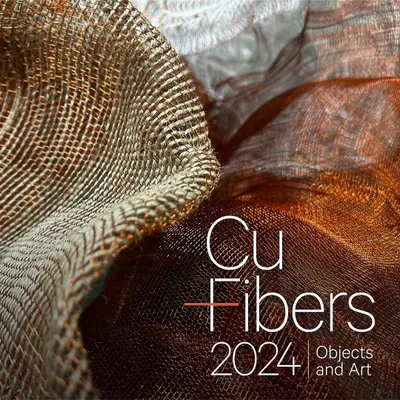 Announcing our 'Cu+Fibers 2024' exhibition. This graphic, featuring a close-up of our woven copper and fiber work, marked the countdown to a celebration of ten years of our studio's explorations.