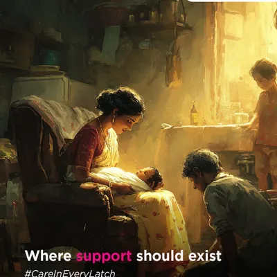 Support lives in the quietest moments: a helping hand, a restful pause, a glass of water before you ask. This image captures the essence of the village it takes to support a new mother, especially during the breastfeeding journey.