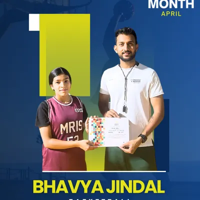 Celebrating our Player of the Month for April, Bhavya Jindal, for her outstanding performance in the U-17 Basketball category. Her dedication on the court is truly commendable.