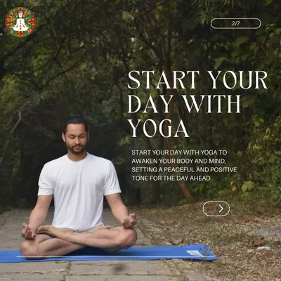 Start your day with intention. This image shows a practitioner in a seated meditation pose outdoors, ready to begin the day with yoga to awaken the body and mind, setting a peaceful and positive tone.