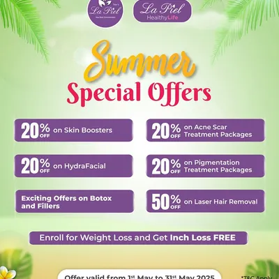 To help my patients get their summer glow, I curated a list of special offers. This included discounts on popular treatments like Skin Boosters, HydraFacial, and Laser Hair Removal to address common seasonal concerns.