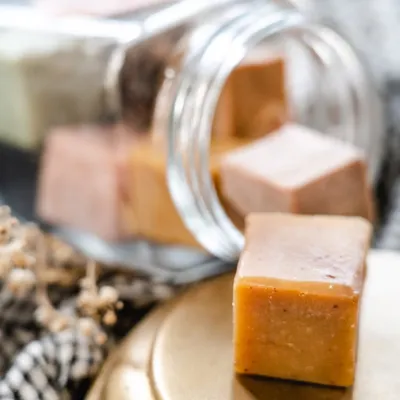 My assorted soap cubes in a jar are a wonderful way to try different varieties. Each jar contains 8 to 10 cubes of my handcrafted body bars, and each cube lasts for several washes.