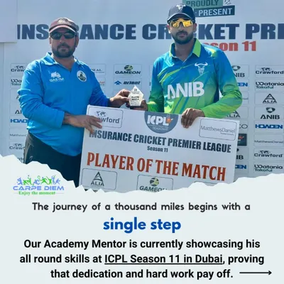 I believe in leading from the front. Here I am receiving the Player of the Match award during the ICPL Season 11 in Dubai. Dedication and hard work always pay off.