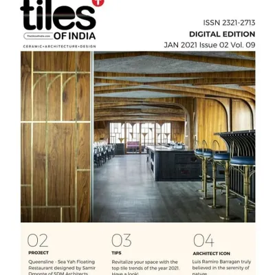 Our Queensline Sea Yah project was featured on the cover of The Tiles of India magazine. The article highlighted the project as an example of innovative hospitality design and a significant architectural undertaking in Mumbai.