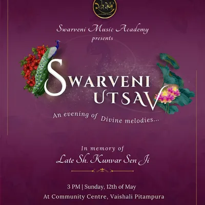 The official invitation to our Swarveni Utsav, an evening of divine melodies we host in memory of our inspirations.