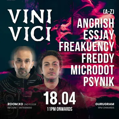 The official flyer for the Vini Vici India tour stop in Gurugram. Being part of a lineup with such iconic names in the psychedelic trance world was a massive highlight.