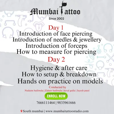 Our two day piercing course is structured so you learn everything you need to know. Day one covers the fundamentals of piercing, needles, and jewelry, while day two is all about hygiene, aftercare, and most importantly, hands-on practice on models.